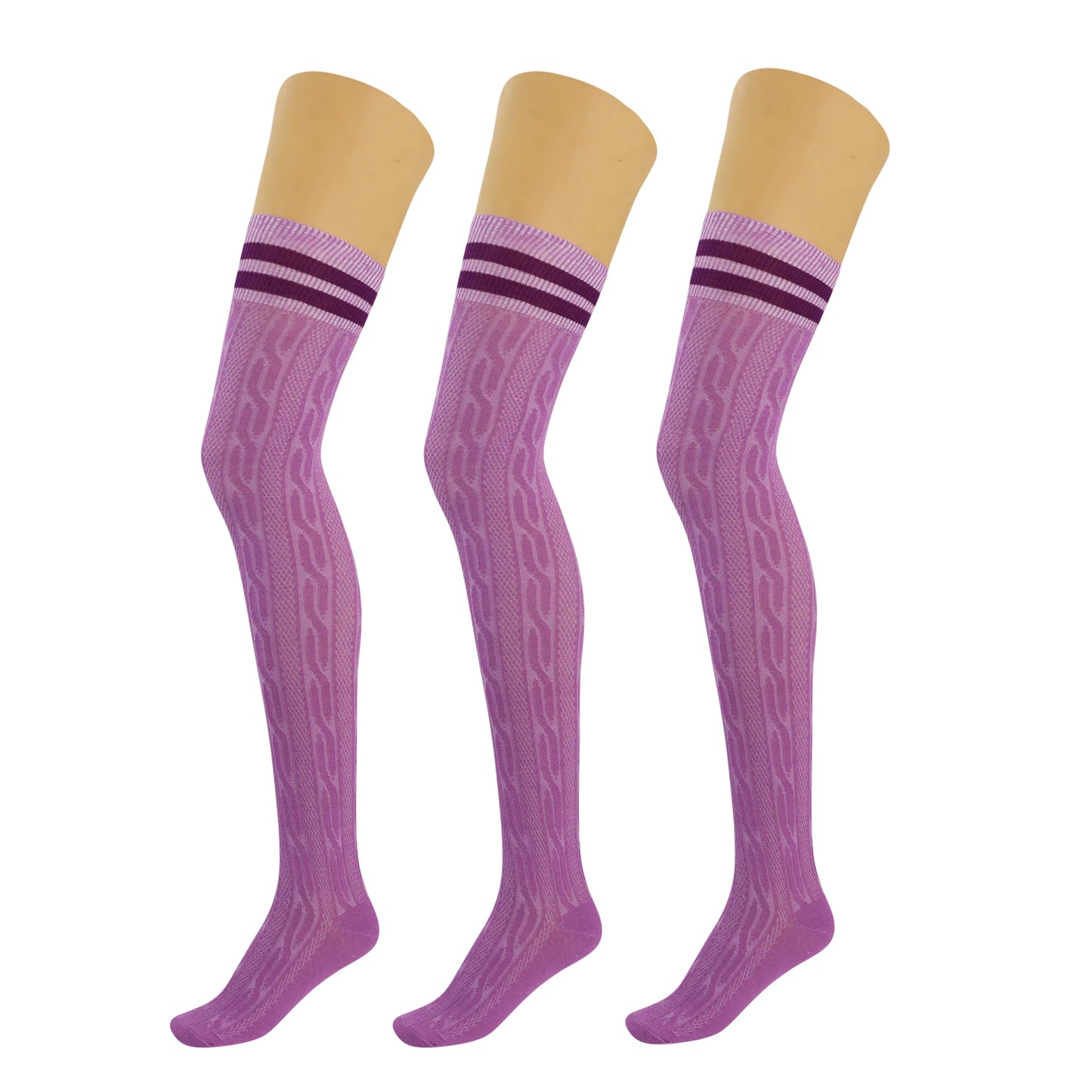 3 Pairs Over-The-Knee Thigh-High Socks for Women – Warm Boot Stockings, Soft & Stretchy Knit, US Size 5-10