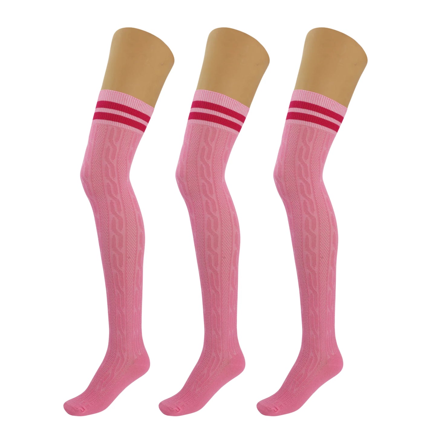 3 Pairs Over-The-Knee Thigh-High Socks for Women – Warm Boot Stockings, Soft & Stretchy Knit, US Size 5-10