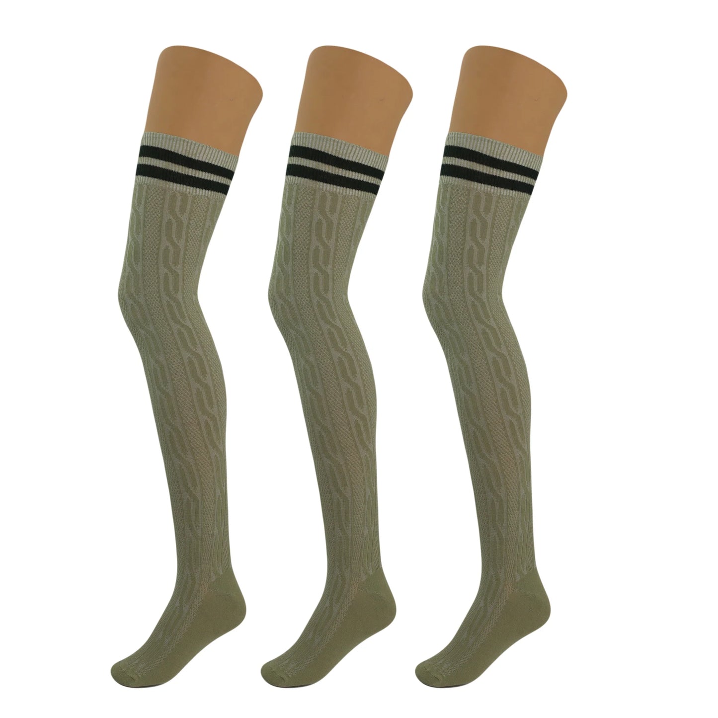 3 Pairs Over-The-Knee Thigh-High Socks for Women – Warm Boot Stockings, Soft & Stretchy Knit, US Size 5-10