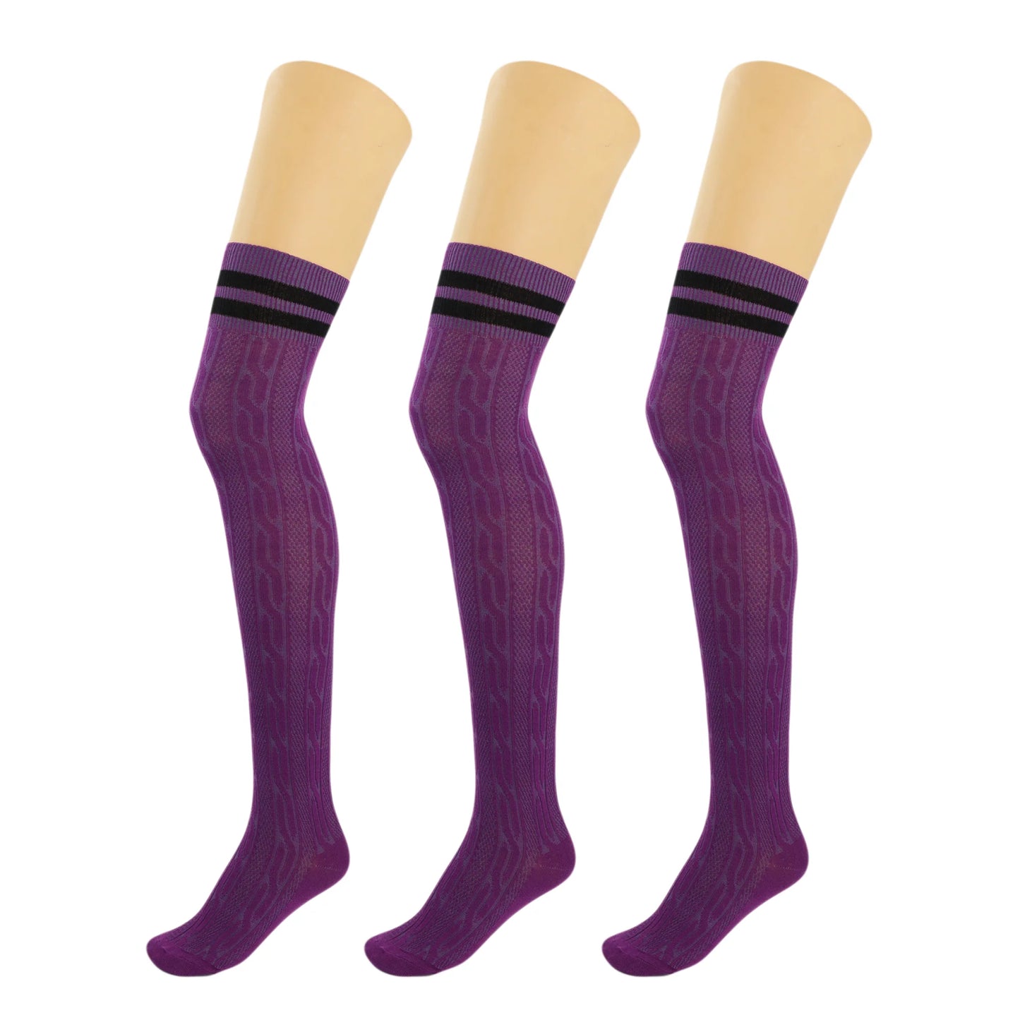 3 Pairs Over-The-Knee Thigh-High Socks for Women – Warm Boot Stockings, Soft & Stretchy Knit, US Size 5-10