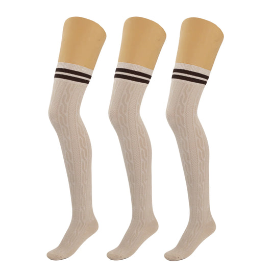 3 Pairs Over-The-Knee Thigh-High Socks for Women – Warm Boot Stockings, Soft & Stretchy Knit, US Size 5-10