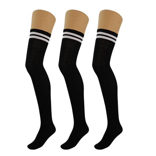 3 Pairs Over-The-Knee Thigh-High Socks for Women – Warm Boot Stockings, Soft & Stretchy Knit, US Size 5-10