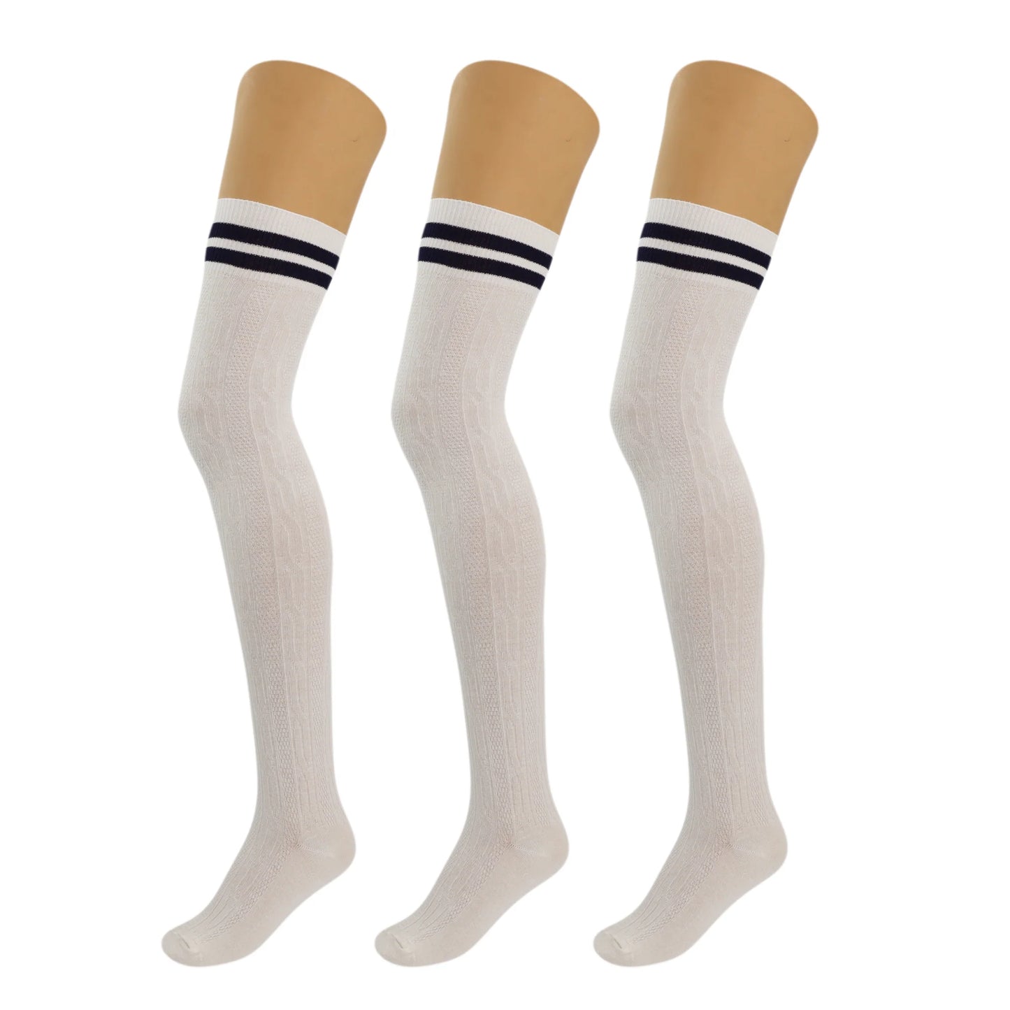 3 Pairs Over-The-Knee Thigh-High Socks for Women – Warm Boot Stockings, Soft & Stretchy Knit, US Size 5-10