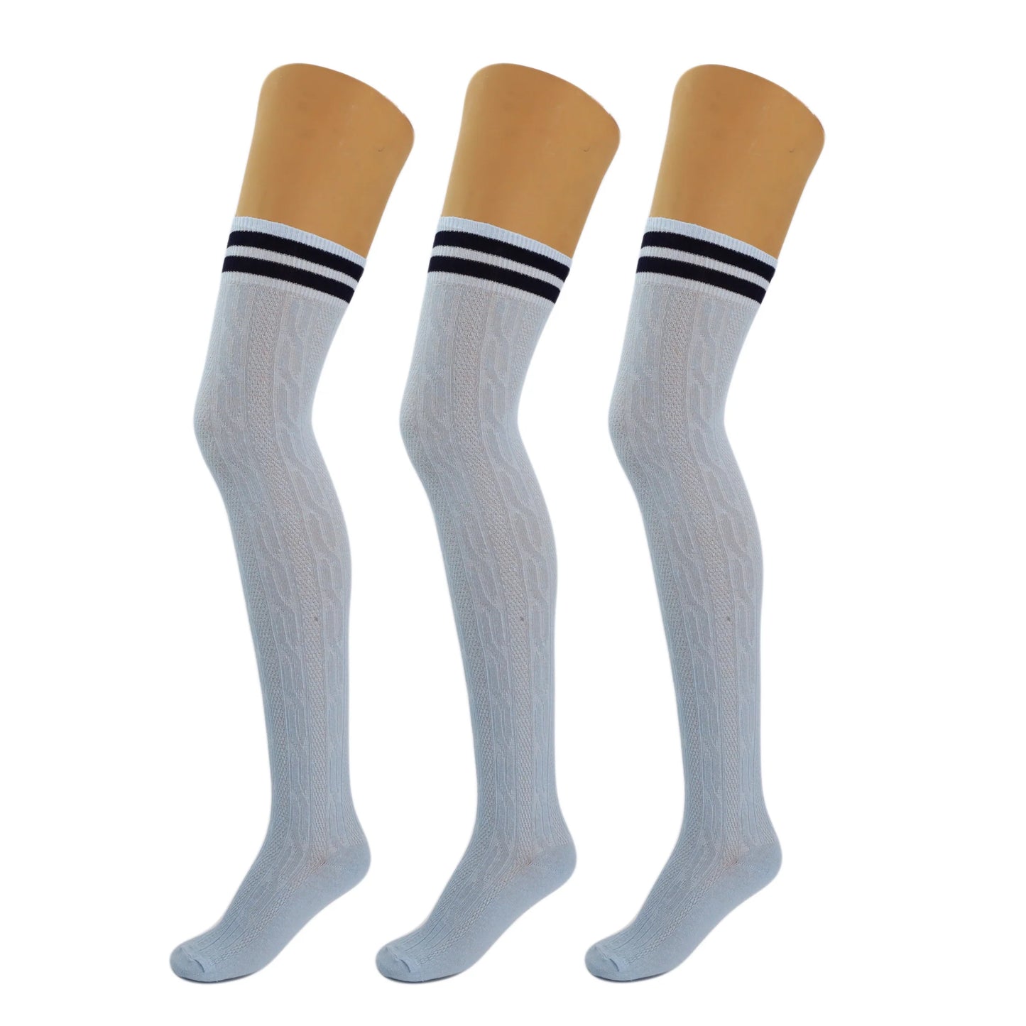 3 Pairs Over-The-Knee Thigh-High Socks for Women – Warm Boot Stockings, Soft & Stretchy Knit, US Size 5-10